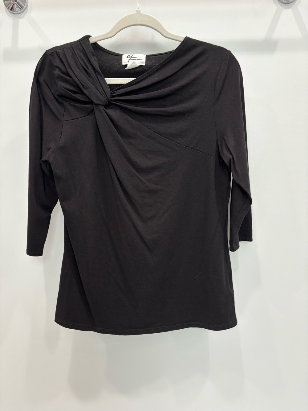 Andrea Jovine Black Twist-Detail Long Sleeve Top